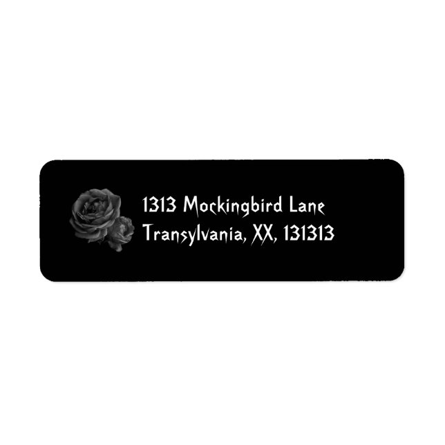Gothic Black Roses Return Address Label (Front)