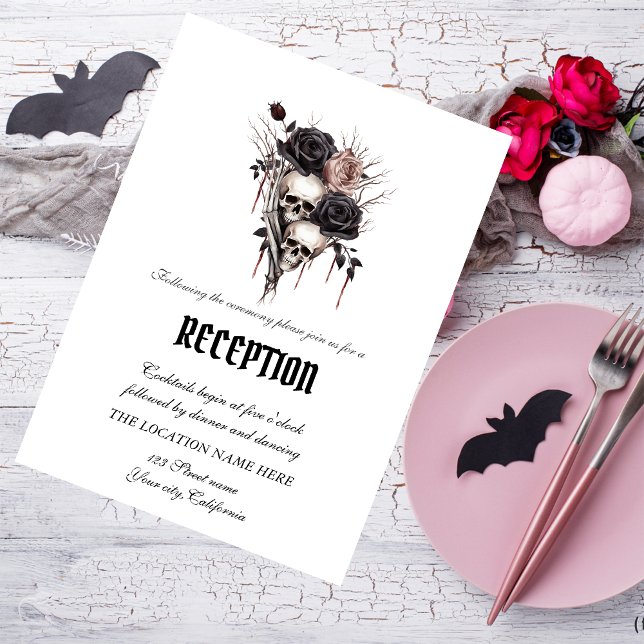 Gothic Black Roses Skulls Invitation (Creator Uploaded)
