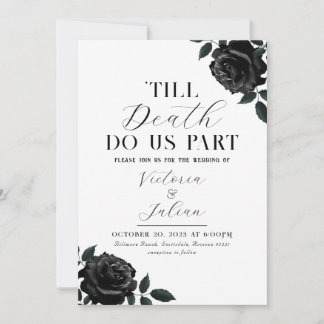 Gothic Black Roses Wedding Party Invitation