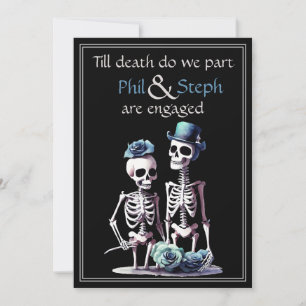 Gothic, black, skeleton engagement announcement