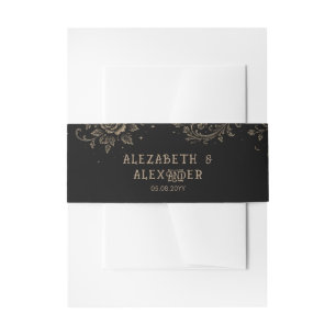 Gothic Black Spooky Tarot Wedding Invitation Belly Band