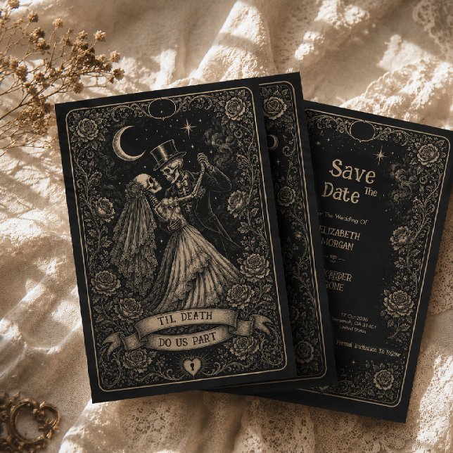 Gothic Black Spooky Tarot Wedding  Save The Date (Creator Uploaded)