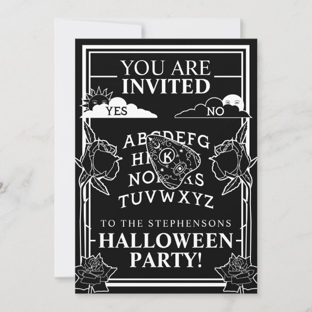 Gothic Black Talking Board Spooky Halloween Party Invitation (Front)