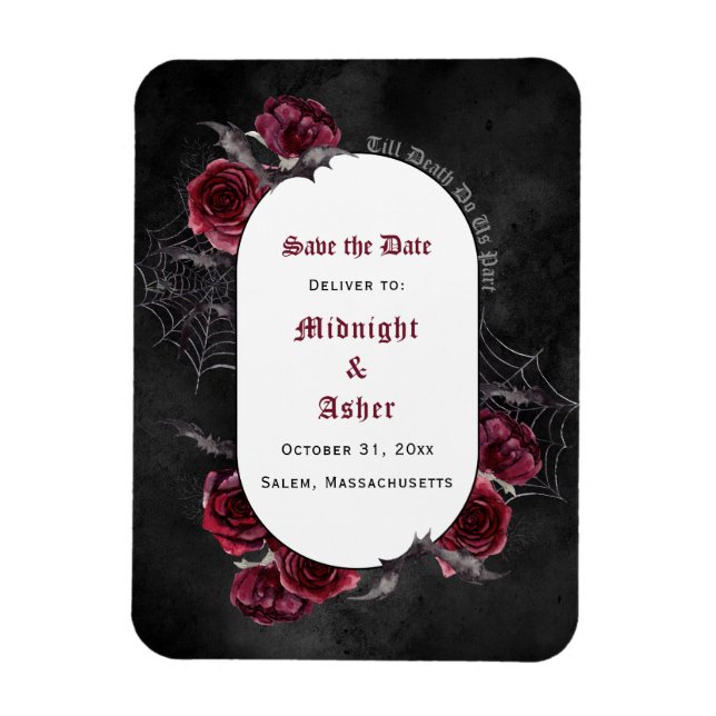 Gothic Black Till Death Do Us Part Save The Date Magnet (Vertical)