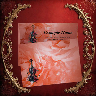 Gothic black violin with red roses envelope