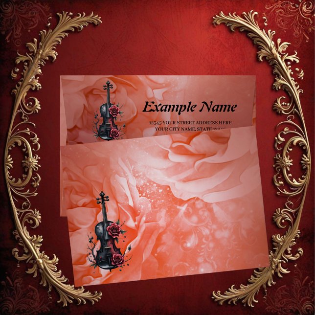 Gothic black violin with red roses envelope (Creator Uploaded)