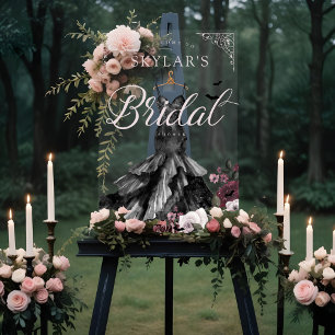 Gothic Black Wedding Dress Bridal Shower Welcome Acrylic Sign