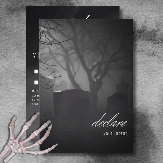 Gothic Black White Cemetery Until Death No Dinner RSVP Card (Gothic Black White Cemetery Until Death No Dinner RSVP Card)