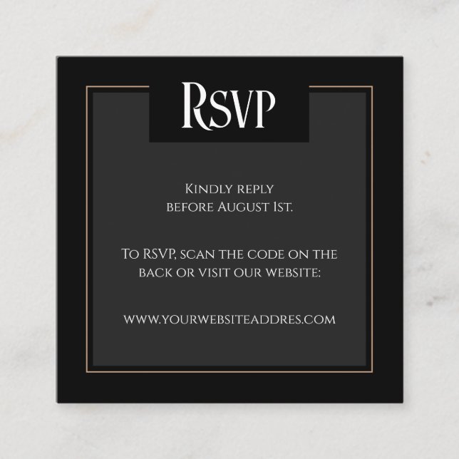 Gothic black&white dark QR code wedding Enclosure Card (Front)