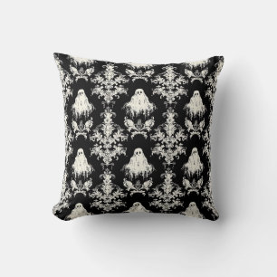 Gothic black white ghost pattern cushion