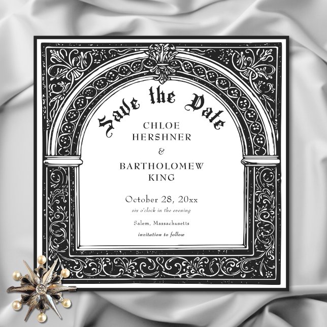 Gothic Black White Mediaeval Until Death Wedding Save The Date (Gothic Black White Medieval Until Death Wedding Save the Date)