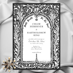 Gothic Black White Medieval Until Death Wedding Invitation