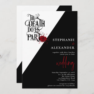 Gothic Black White Red Till Death Do Us Part Invitation