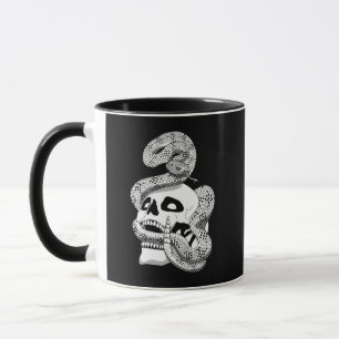 Gothic Black & White Snake and Skull Dark Art Mug