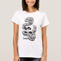 Gothic Black & White Snake and Skull Dark Art