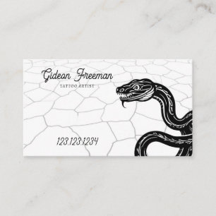 Gothic Black & White Snake Tattoo Artist Business Card