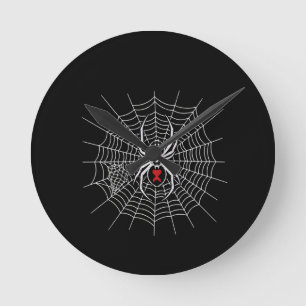 Gothic Black Widow Spider Heart Web Vintage Aesthe Round Clock