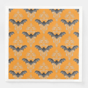 Gothic black yellow bats pattern napkin