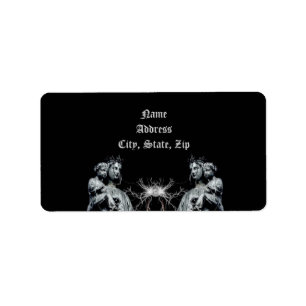 Gothic blessed mother and child label