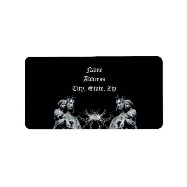 Gothic blessed mother and child label (Front)