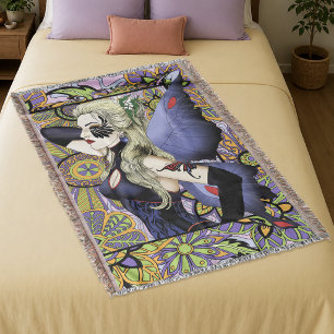 Gothic Blonde Fairy Art Nouveau Fantasy Elegance  Throw Blanket