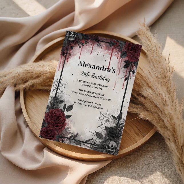 Gothic Blood Roses Birthday Invitation (Creator Uploaded)