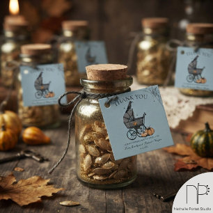 Gothic Blue Baby Carriage Baby Shower Thank You Favour Tags