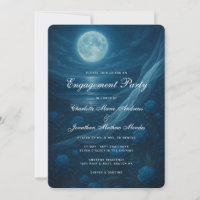 Gothic Blue Beach Moon Skeleton Engagement Party