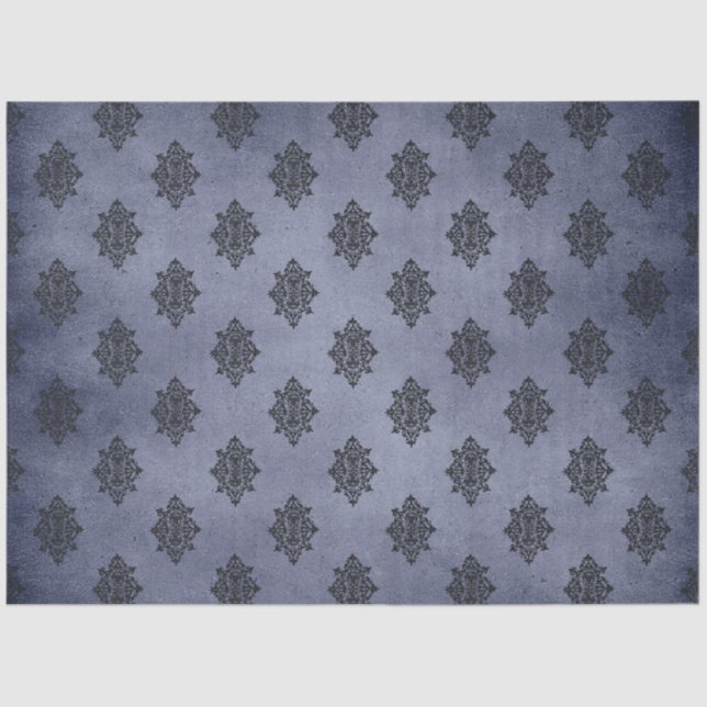 Gothic Blue Damask Series Design 12 Tissue Paper (Front)