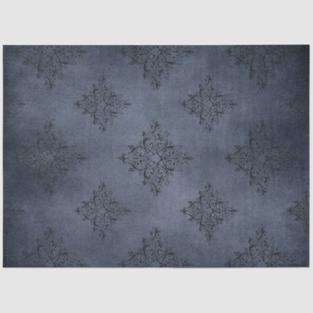 Gothic Blue Damask Series Design 8 Tissue Paper (Front)