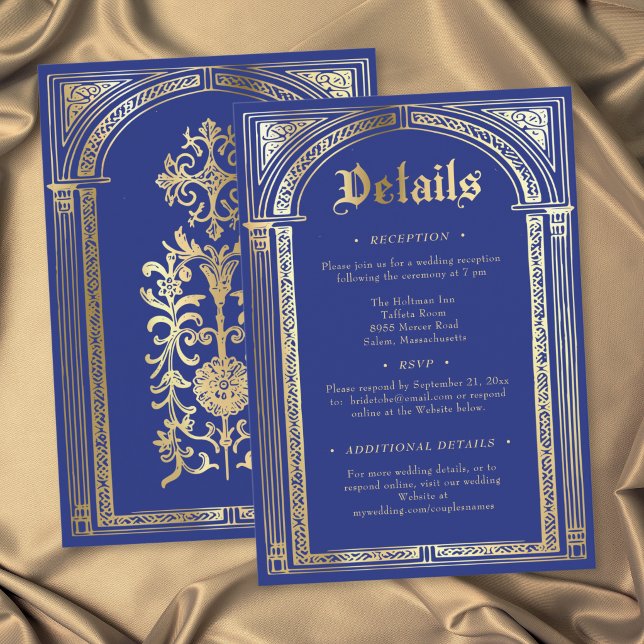 Gothic Blue Gold Mediaeval Until Death Wedding Enclosure Card (Gothic Blue Gold Medieval Until Death Wedding Enclosure Card)