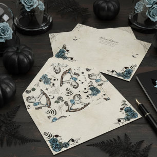 Gothic Blue Rocking Horse Baby Shower Invitation Envelope