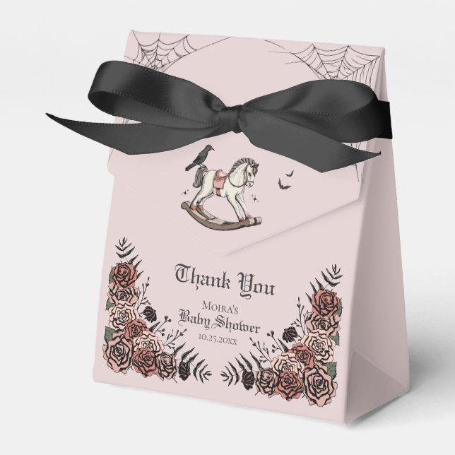 Gothic Blush Pink Halloween Baby Shower Favour Box (Front Side)