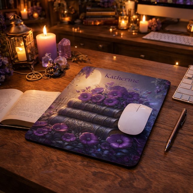 Gothic Book Purple Floral Mouse Pad (Creator Uploaded)