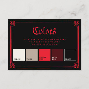 Gothic Border Black Red Wedding Colors Attire  Enclosure Card