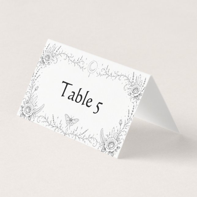 Gothic Botanical Black and White Wedding Table (Front)