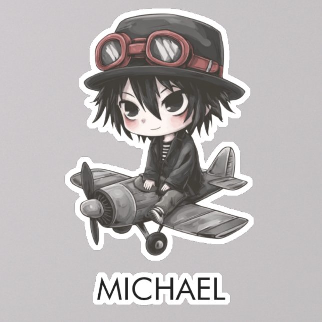 Gothic Boy Pilot flies Airplane Personalized Anime (Creator Uploaded)