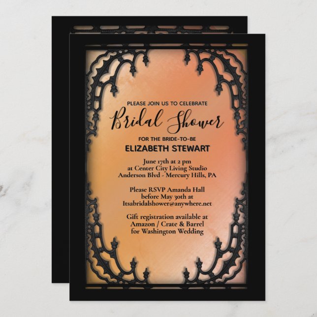 Gothic  Bridal Shower Invitation Register Info (Front/Back)