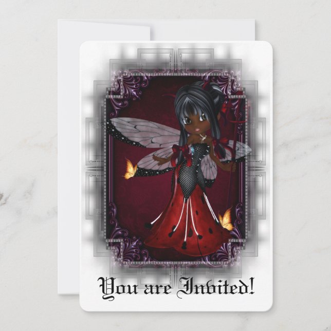 Gothic Bridal Shower Invite Little Devil Ladybug 4 (Front)