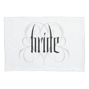 Gothic Bride Lettering Goth Vampire Lacy Heart Pillowcase