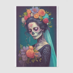 Gothic Bride Lonely Tears, Sugar Skull Tissue Paper