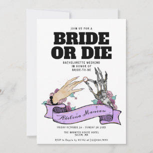 Gothic Bride or Die Til Death Bachelorette Weekend Invitation