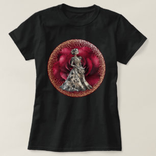 Gothic Bride Red Rose & Gold Personalised Design T-Shirt