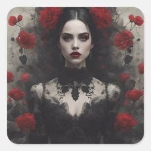 Gothic Bride Square Sticker