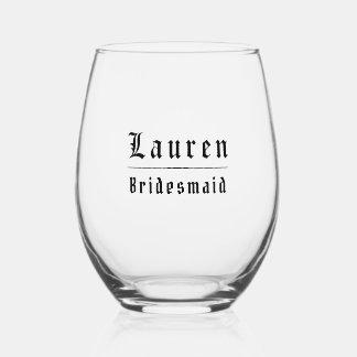 Gothic Bridesmaid Stemless Wine Glass