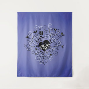 Gothic Broken Heart Tattoo Style Purple Tapestry