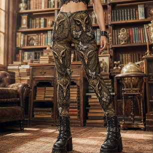 Gothic Bronze and Brown Baroque Baphomet Hawkmoth Leggings