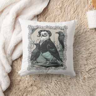 Gothic Budgie Edgar Allan Poe Inspired Parakeet Cushion