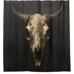 Gothic Bull Skull Decoupage Shower Curtain