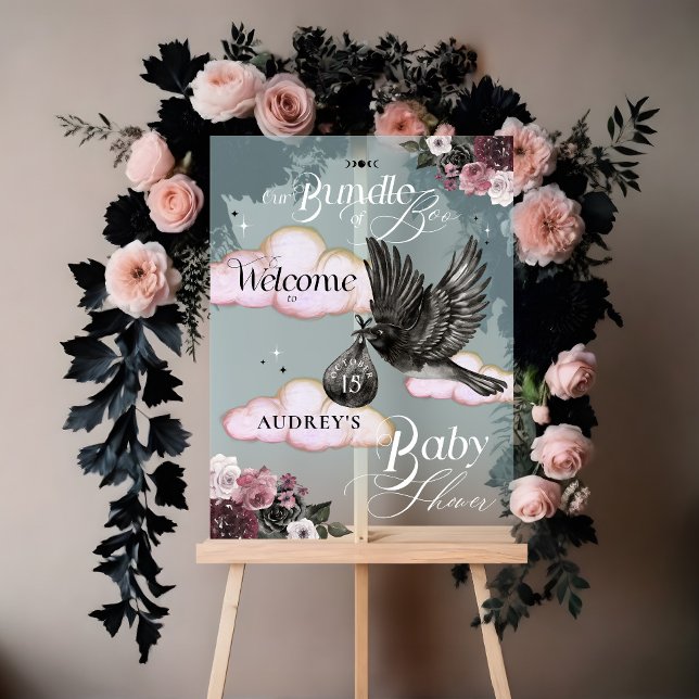 Gothic Bundle of Boo Raven Baby Shower Welcome Acrylic Sign (Gothic Bundle of Boo Raven Baby Shower Welcome Acrylic Sign)
